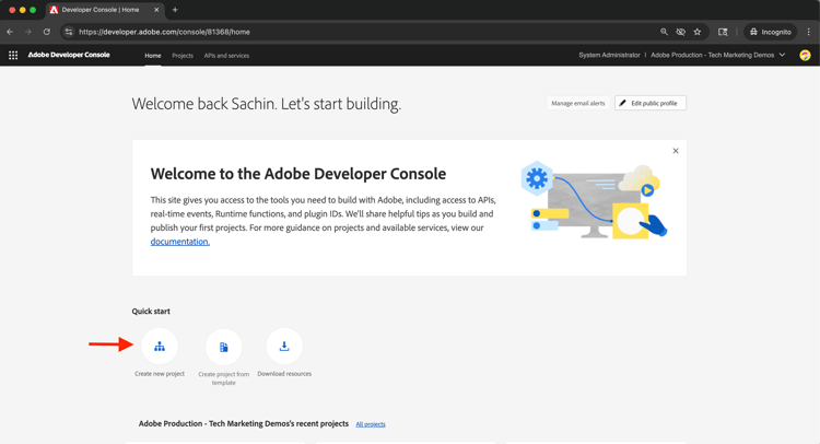 Adobe Developer Console Project