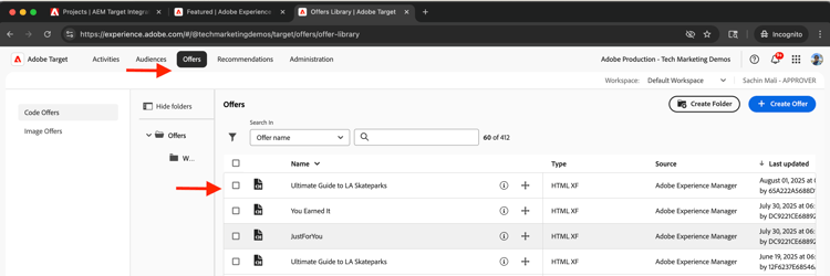 Adobe Target Offers