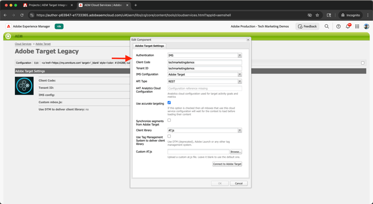Adobe Target Legacy Configuration