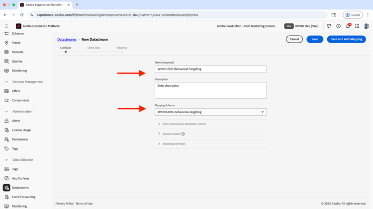 Configure Datastream