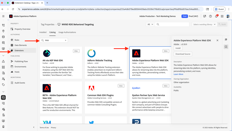 Install Web SDK Extension