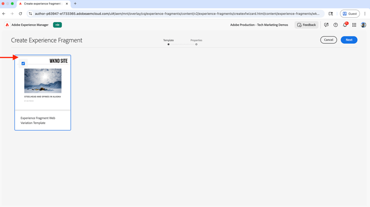 Create Experience Fragment