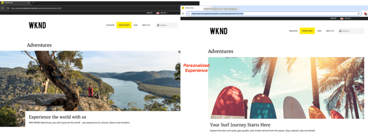 Personalized Adventure Page