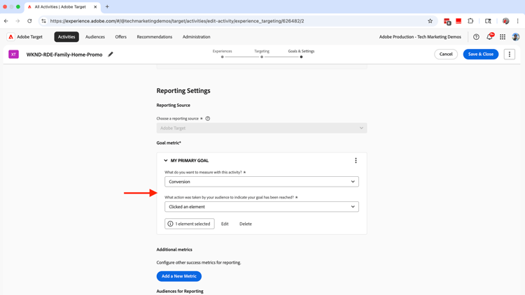 Activate with Goals and Settings