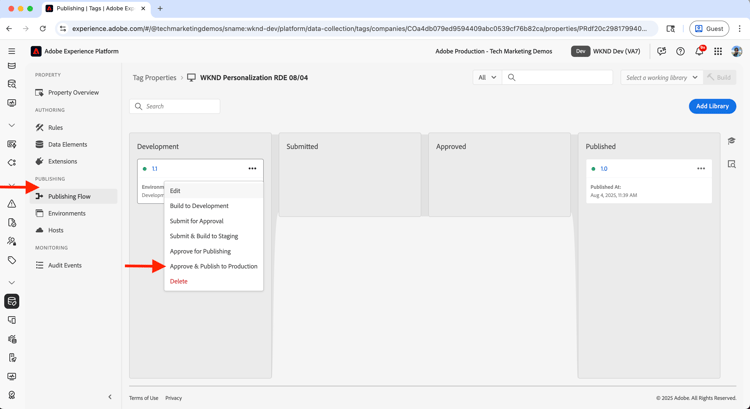 Publish Tags to Production