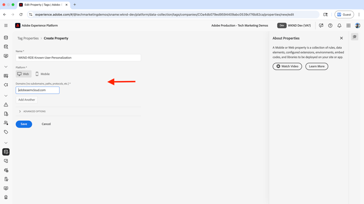 Create New Tags Property