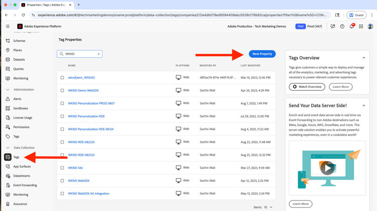 Create New Tags Property
