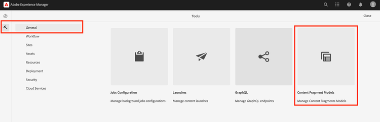 Content Fragment Models path