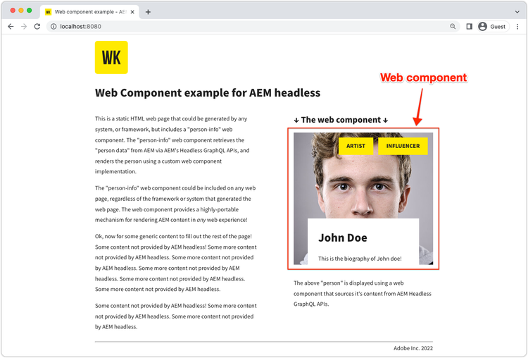 Web Component with AEM Headless