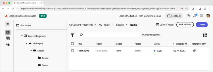 Team Content Fragments