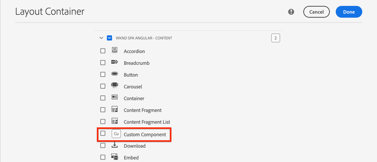 Update Layout Container policy