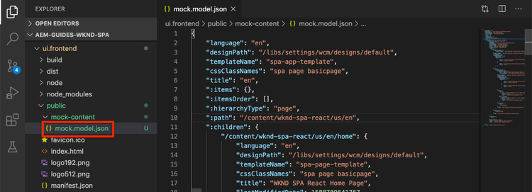 Mock Model Json file