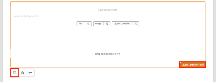 Select the root layout container policy icon