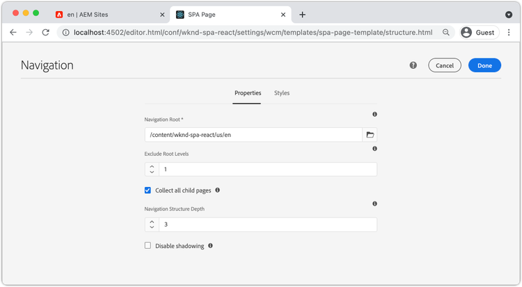 Configure Navigation Policy