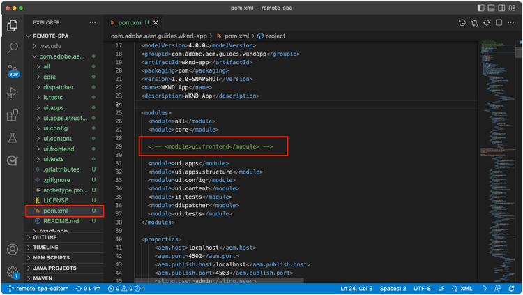 Remove ui.frontend module from reactor pom