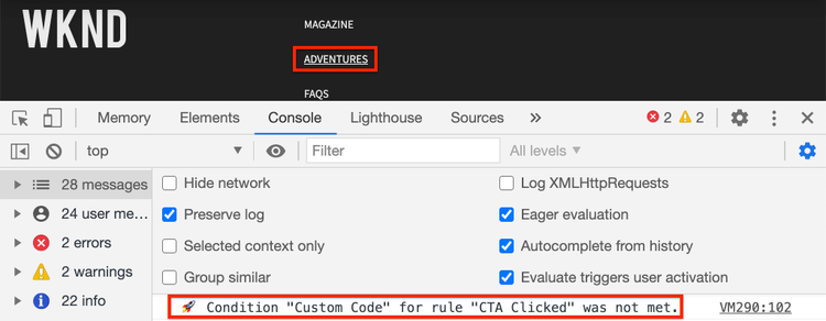 Click Navigation link in the footer