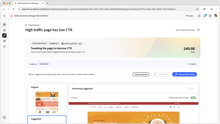High traffic page has low CTR opportunity