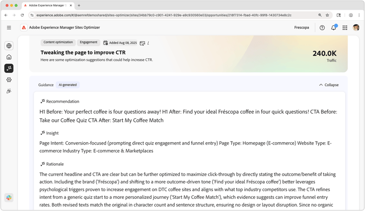 Auto-identify high traffic page has low CTR issues