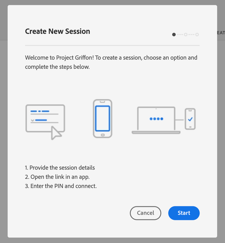 The Create New Session dialog is shown, displaying instructions on how to use Assurance.