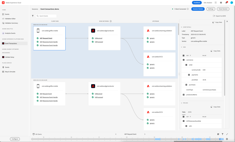 Event transactions view