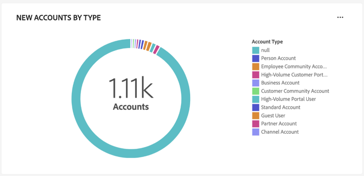 The New accounts by type widget.