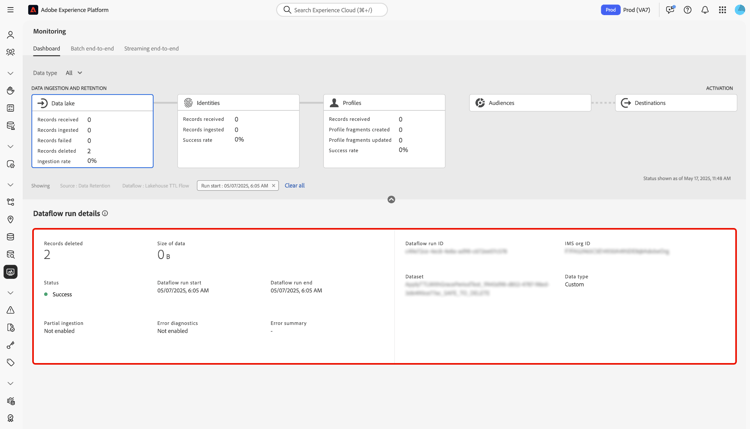 The dataflow run details page.