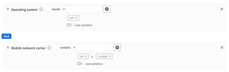 Platform UI image showing a complex rule.