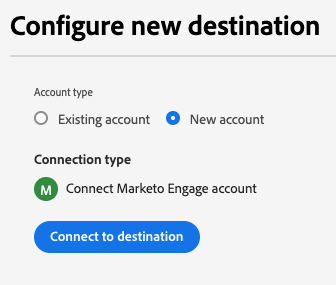 Screenshot showing how to authenticate to the destination