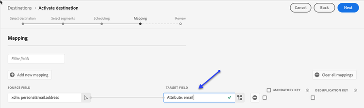Platform UI screenshot to map audience activation.