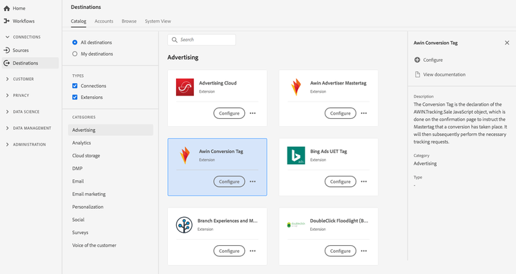 Awin Advertiser Conversiontag extension in the UI