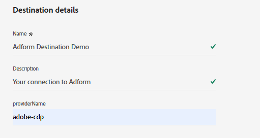 Fill in the destination details