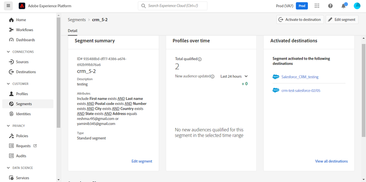 Platform UI screenshot example showing Segment.