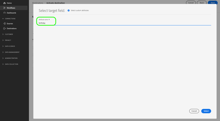 Modal window showing a typed-in friendly name for a header.