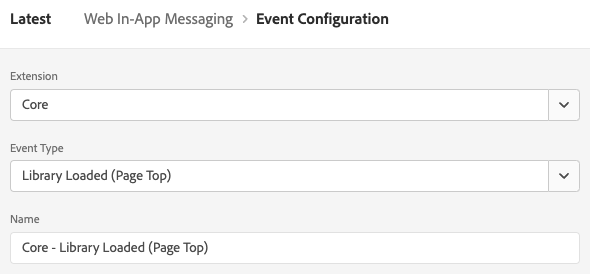 Image showing the event configuration screen.