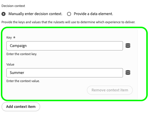 Image showing the personalization configuration screen.