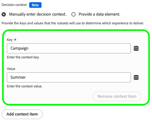 Image showing the personalization configuration screen.