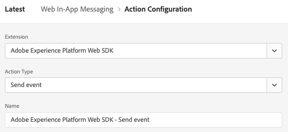 Image showing the action configuration screen.