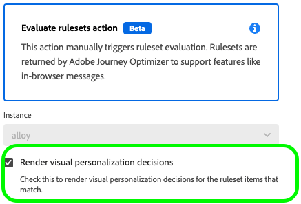 Image showing the personalization configuration screen.