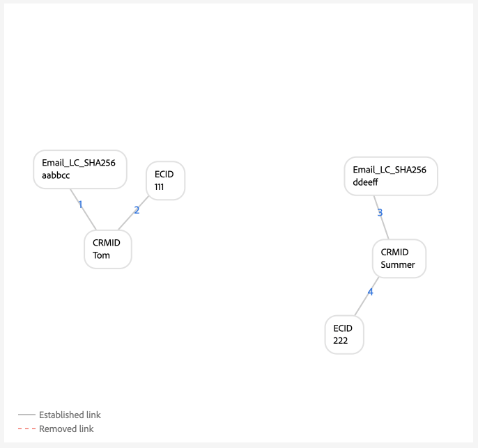 In this example, two separate graphs are generated, each representing a single-person entity.