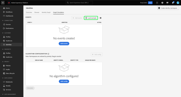 The Load example option selected.