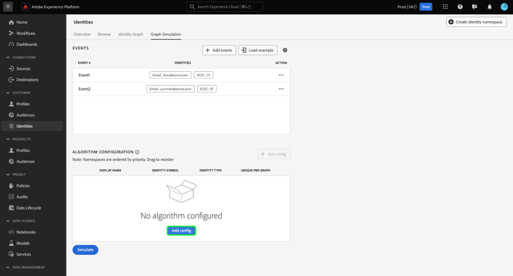 The algorithm configuration panel.