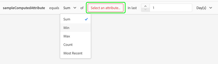 The highlighted field shows the attribute that you are choosing to aggregate the function on.
