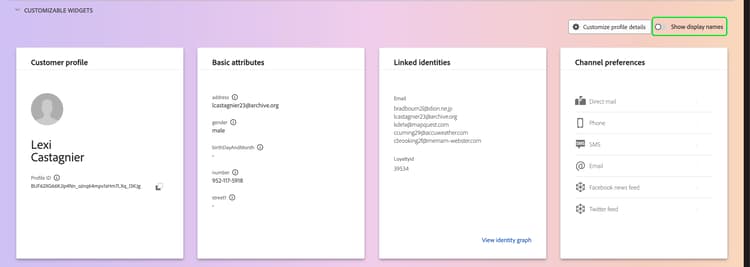 The show display names toggle is highlighted.