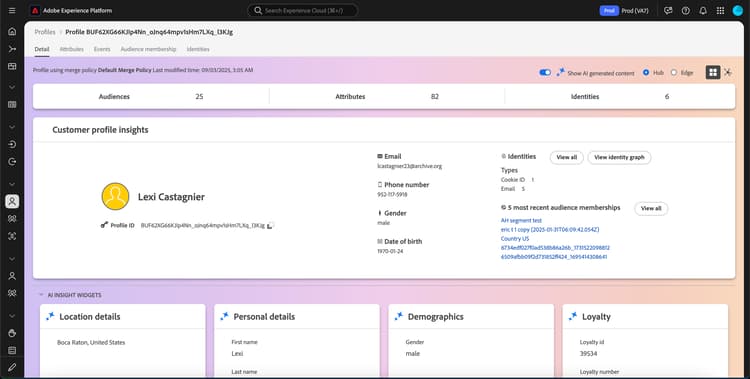 The profile details page is displayed.