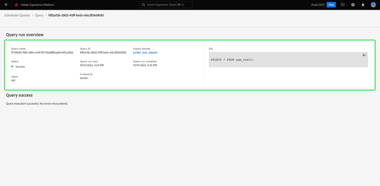 The run details screen with the overview section highlighted.