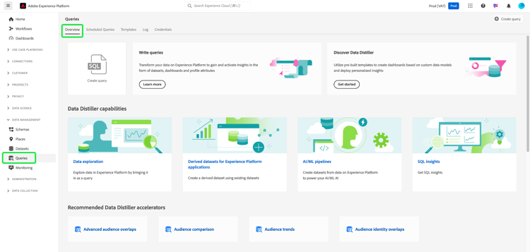 The Query Service workspace with Queries and the Overview tab highlighted.