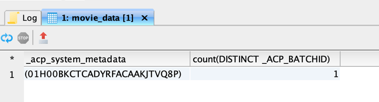 The results of a query to show the number of distinct physical partitions for each logical partition.