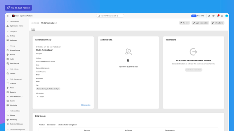 The audience details interface after the update.