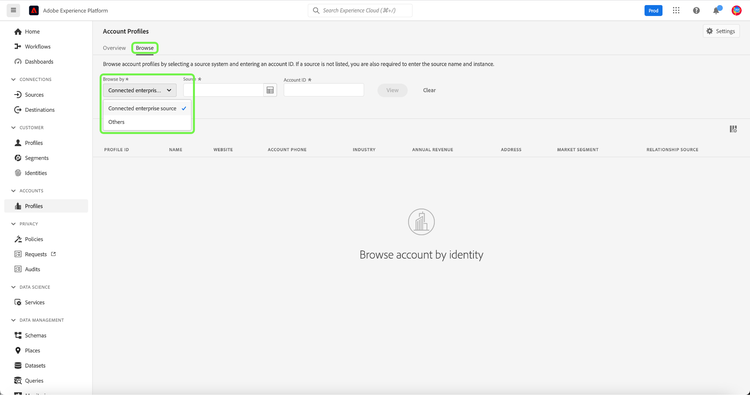 Use account ID to explore profiles
