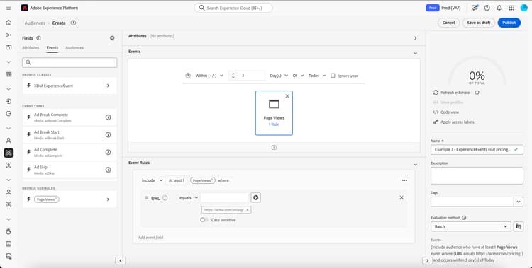 Segment Builder displaying the base audience.